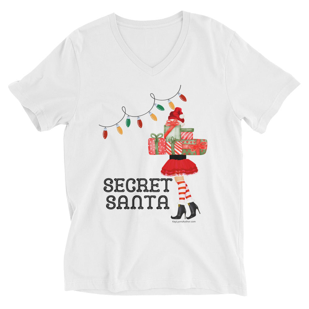 Unisex Short Sleeve V-Neck T-Shirt-FEATURING SECRET SANTA FROM THE SECRET SANTA SERIES