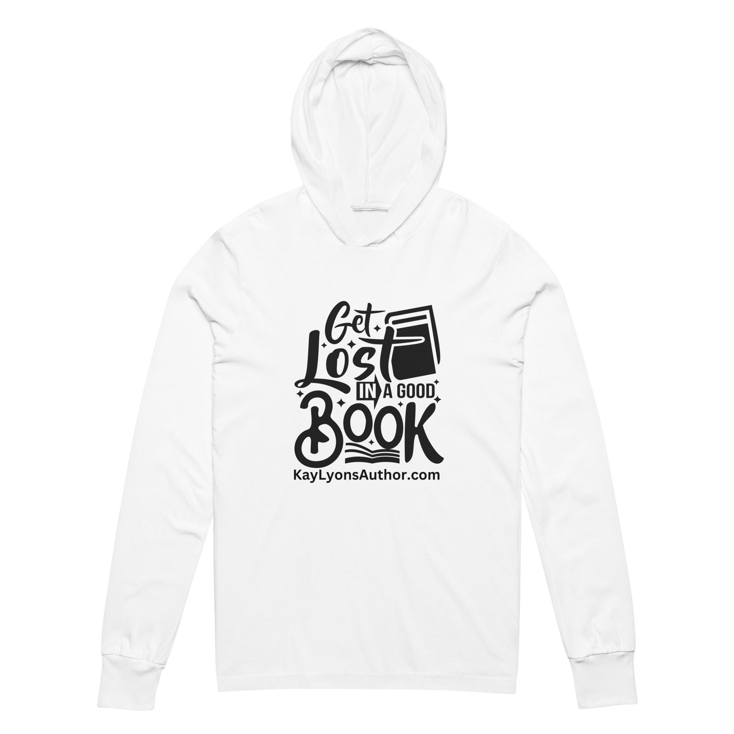 Hooded long-sleeve tee-GET LOST IN A GOOD BOOK