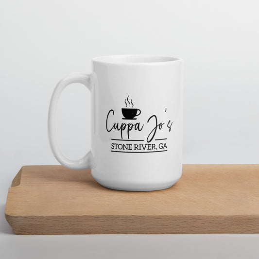 White glossy mug (FEATURING CUPPA JO'S FROM THE STONE RIVER SERIES)